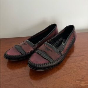 Vintage Rosina Ferragamo Schiavone Leather Driving Loafers Maroon/Red Size 8.5